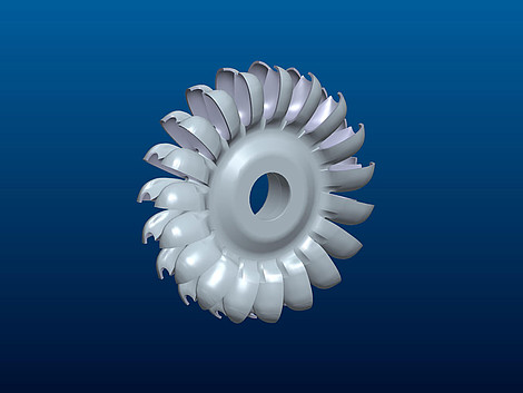 Pelton turbine: wheel,  cup geometry