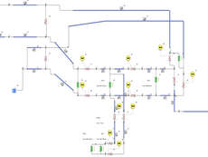 Druckstoßberechnungen: Modelliertes Rechennetzwerk der Kühlwasserversorgungsanlage