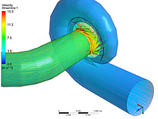 Francis-Turbine: Stromlinien mit einer spezifischen Schnellläufigkeit nq = 80 U/min