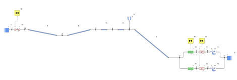 Water hammer calculation: Numerical network of the power plant
